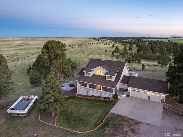34274 Wolf Creek Trl, Kiowa, CO 80117 - aerial view at dusk of a view of rural / pastoral area