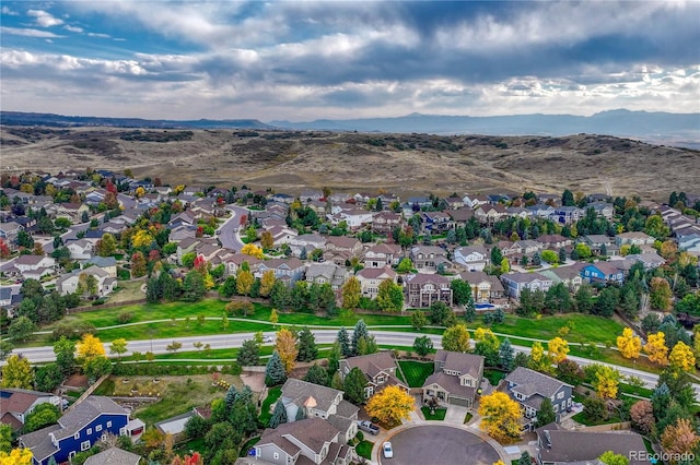 aerial view with a mountain view