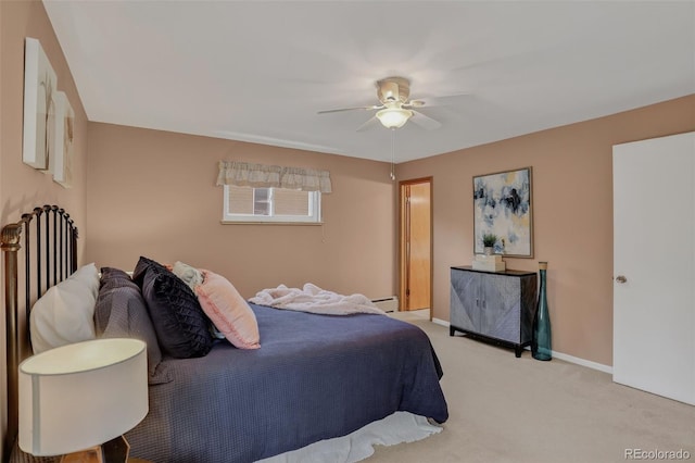 2920 S York St, Denver, CO 80210 - carpeted bedroom featuring ceiling fan and a baseboard heating unit