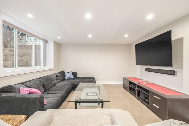 view of tiled living room