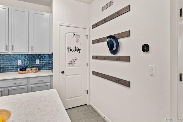 4343 S Nepal Ct, Centennial, CO 80015 - kitchen with light countertops, backsplash, and light wood-type flooring