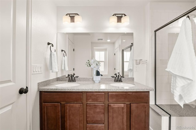 4343 S Nepal Ct, Centennial, CO 80015 - bathroom with a tile shower and double vanity