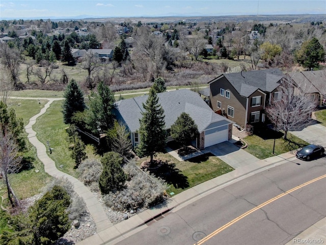 aerial view featuring a residential view