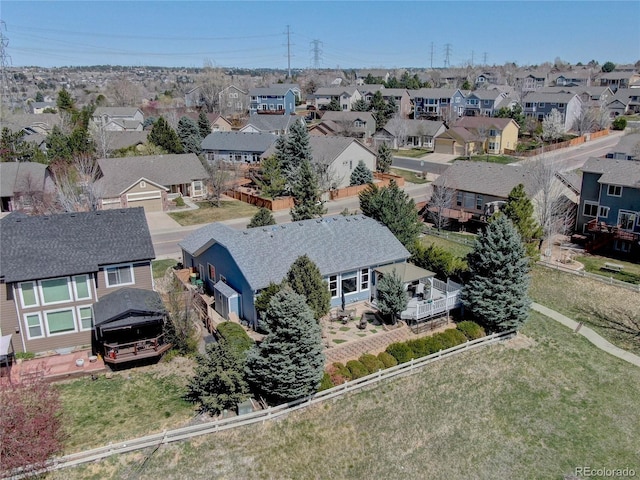 bird's eye view featuring a residential view