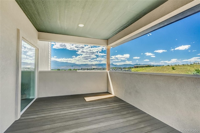 deck featuring a mountain view