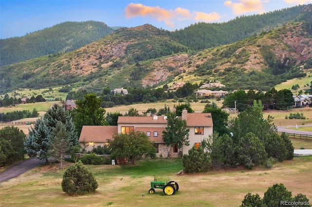 property view of mountains with a rural view