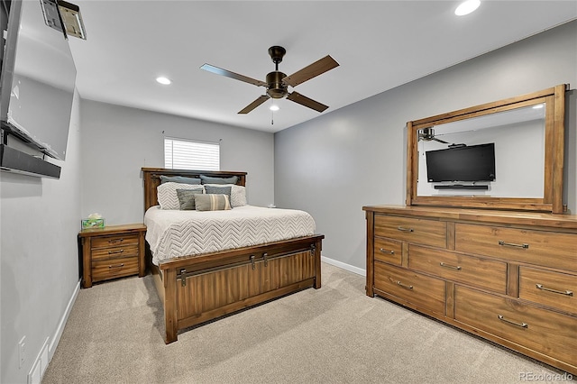 1922 Danube Way, Aurora, CO 80011 - bedroom featuring light colored carpet, recessed lighting, and a ceiling fan