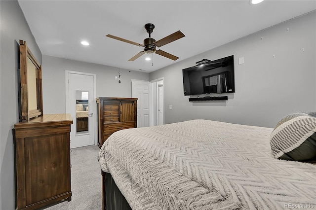 1922 Danube Way, Aurora, CO 80011 - bedroom with recessed lighting, light carpet, and ceiling fan