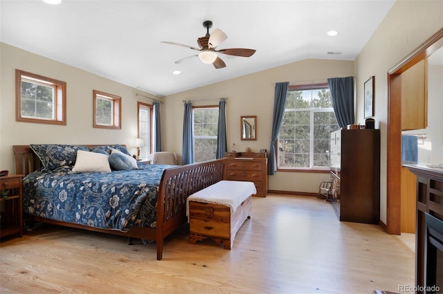6535 Arequa Ridge Ln, Colorado Springs, CO 80919 - bedroom with vaulted ceiling, recessed lighting, and light wood-style flooring