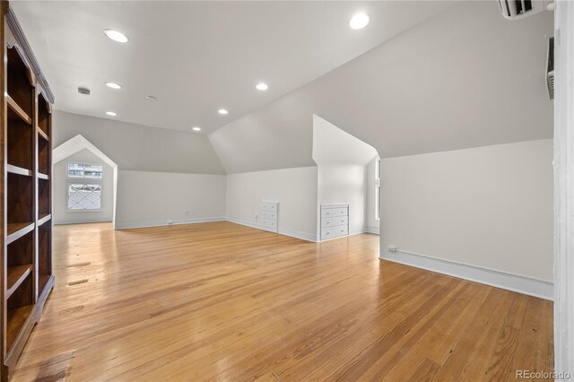 963 N Lafayette St, Denver, CO 80218 - additional living space with lofted ceiling, light wood-style floors, recessed lighting, and baseboards