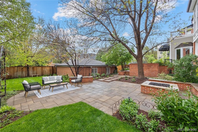 963 N Lafayette St, Denver, CO 80218 - view of patio / terrace featuring an outdoor living space with a fire pit