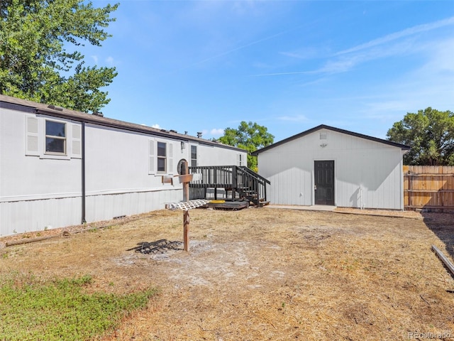 view of yard with a deck