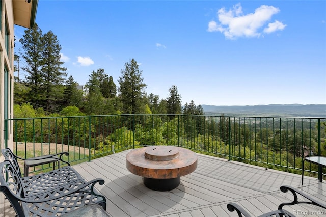 857 Pawnee Trl, Castle Rock, CO 80108 - wooden terrace featuring a mountain view