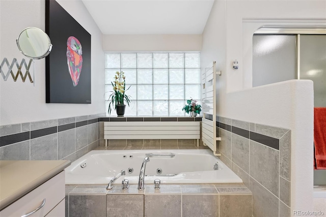 857 Pawnee Trl, Castle Rock, CO 80108 - full bathroom featuring a whirlpool tub and vanity
