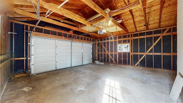 garage with a garage door opener