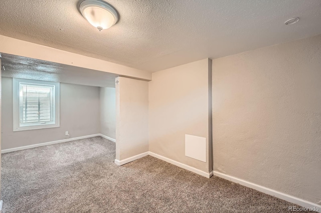 1746 Galena St, Aurora, CO 80010 - below grade area with a textured ceiling, carpet, baseboards, and a textured wall
