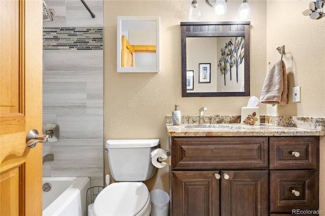 full bathroom with vanity, shower / washtub combination, and toilet