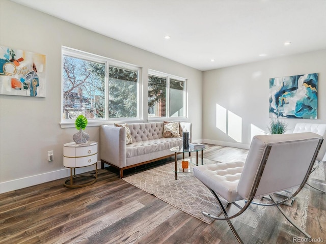 living room with hardwood / wood-style floors