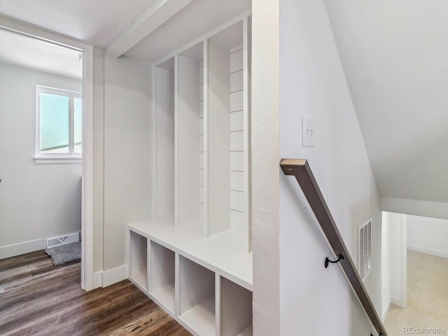 mudroom featuring dark hardwood / wood-style flooring