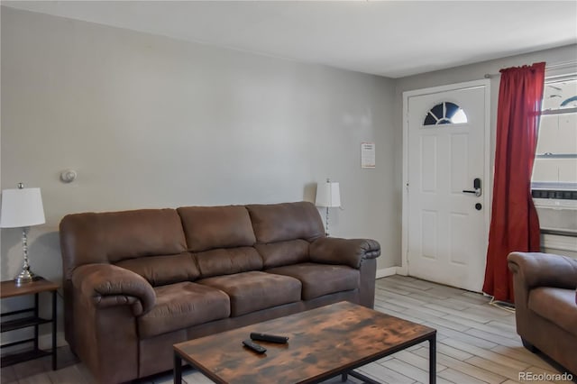 living room featuring light hardwood / wood-style floors