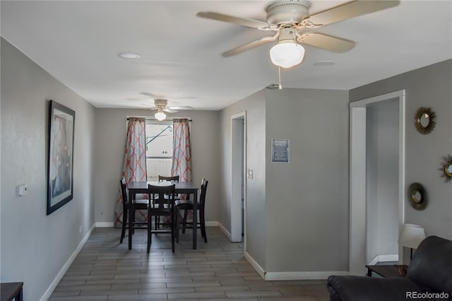 dining area with ceiling fan