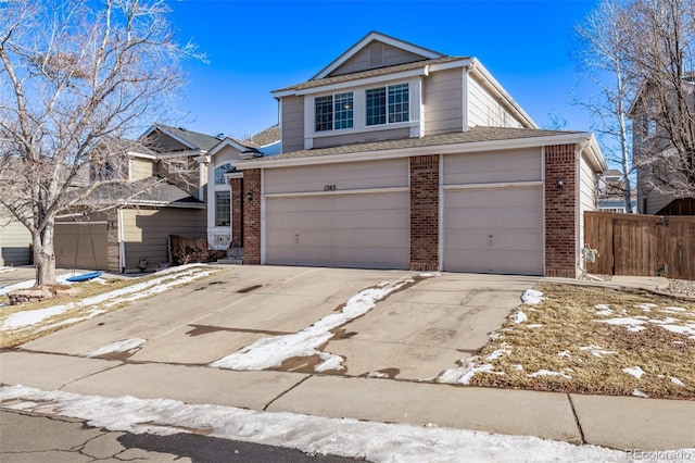 view of front property with a garage