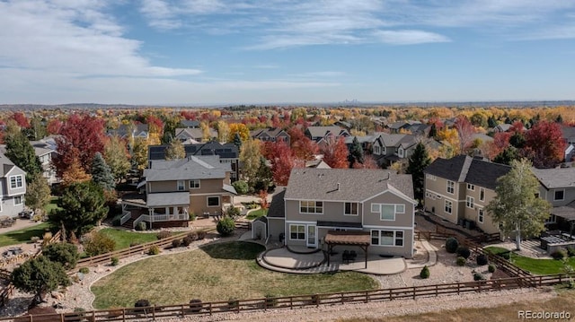 aerial view featuring a residential view