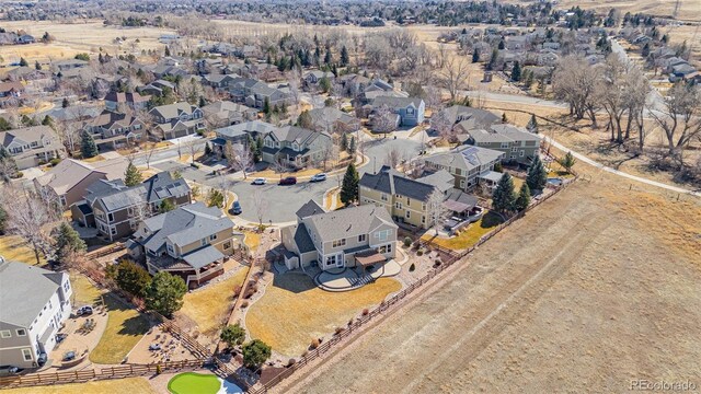 bird's eye view with a residential view