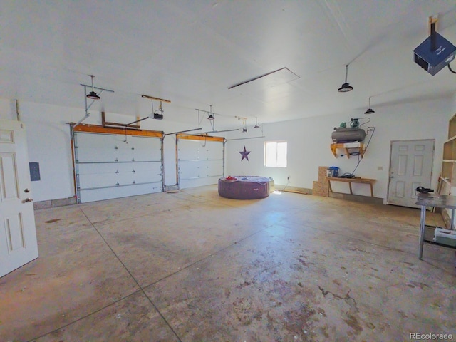 garage with a garage door opener