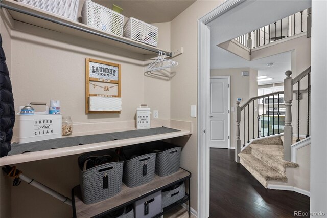 2066 Amber Ct, Erie, CO 80516 - walk in closet featuring dark wood-style floors