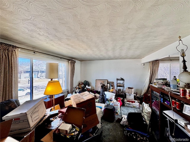 office space featuring a textured ceiling