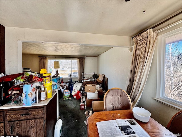 view of carpeted dining area