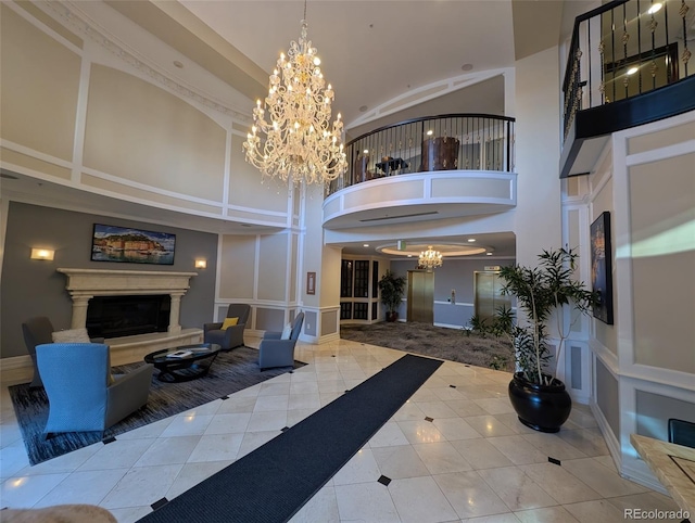1827 N Grant St Unit 1104, Denver, CO 80203 - lobby with a towering ceiling and a decorative wall