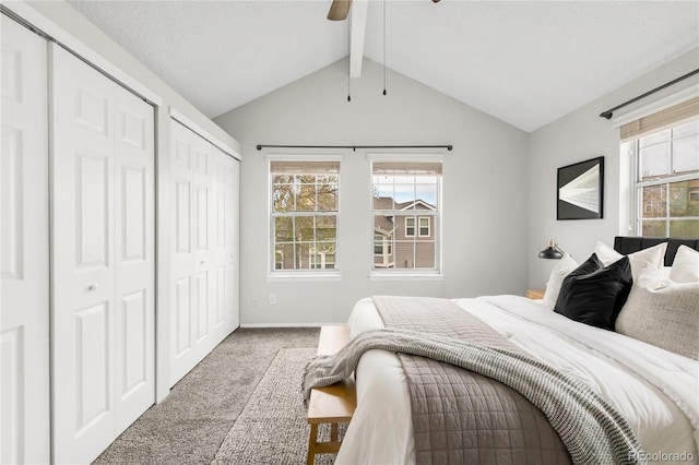 6858 Zenobia St Unit 9, Westminster, CO 80030 - bedroom with carpet floors, a ceiling fan, baseboards, and two closets