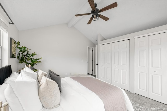 6858 Zenobia St Unit 9, Westminster, CO 80030 - bedroom featuring two closets, ceiling fan, and carpet flooring