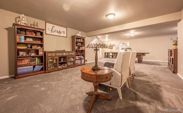 6765 Windbrook Ct, Colorado Springs, CO 80927 - living room featuring carpet floors and a textured ceiling