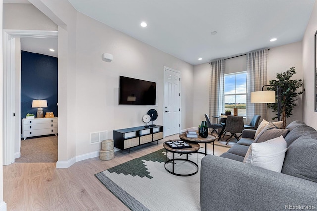 living room featuring light hardwood / wood-style flooring