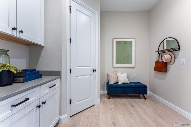 interior space with light hardwood / wood-style floors