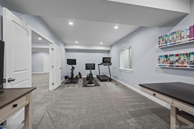 15604 Xenia Way, Brighton, CO 80602 - workout room with recessed lighting, baseboards, and carpet flooring