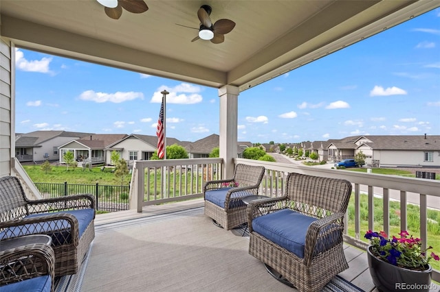 15604 Xenia Way, Brighton, CO 80602 - view of patio featuring a residential view and ceiling fan