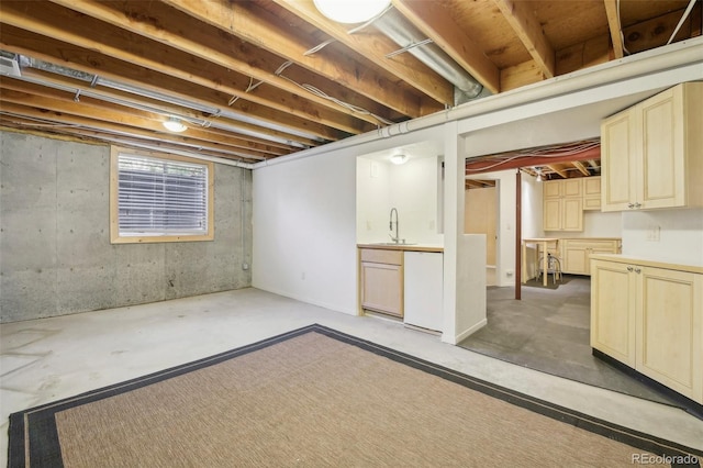 basement featuring sink