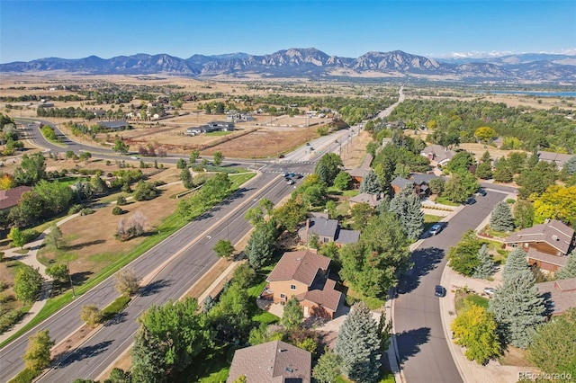 birds eye view of property featuring a mountain view