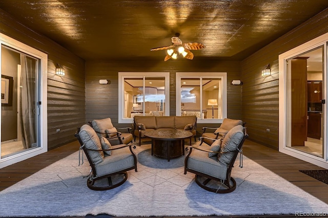 view of patio / terrace with an outdoor hangout area and ceiling fan