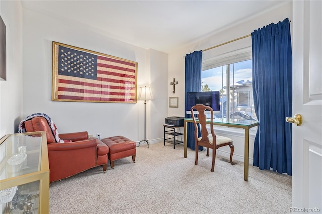 home office with carpet floors