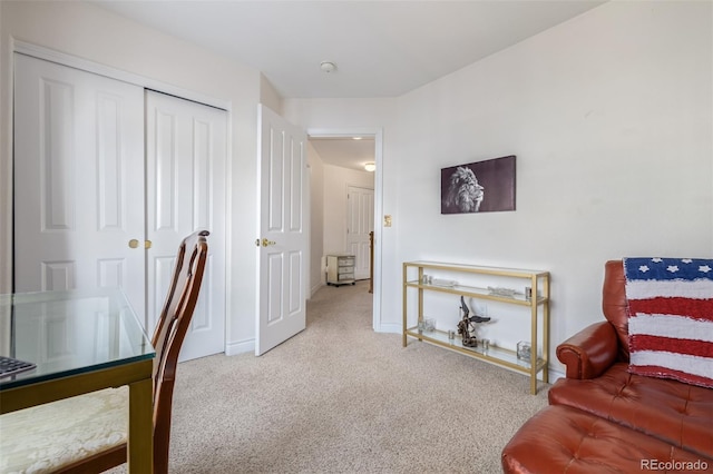 view of carpeted home office