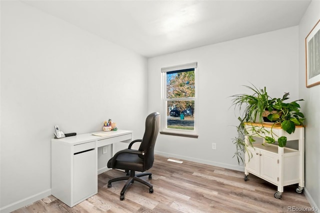 office featuring light wood-type flooring