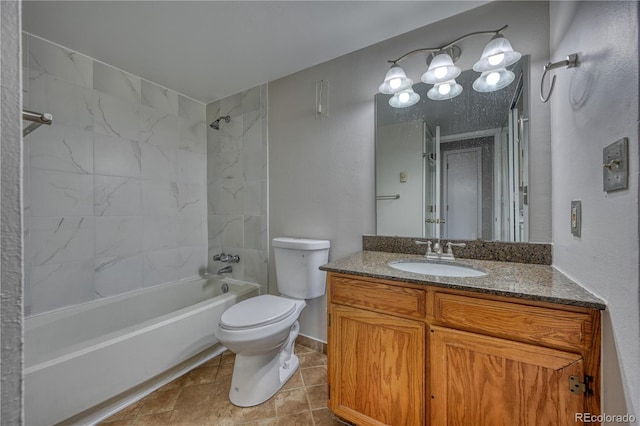 full bathroom with toilet, vanity, shower / washtub combination, and tile patterned floors