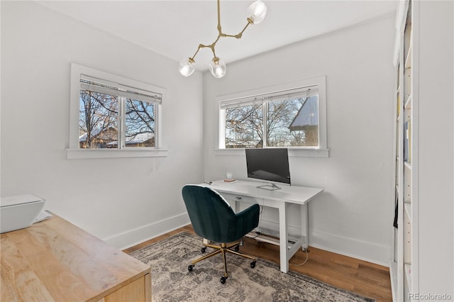 office featuring hardwood / wood-style floors