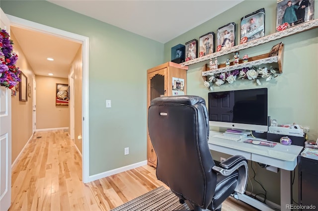 office area featuring hardwood / wood-style floors