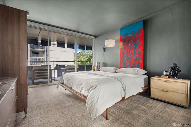 790 N Washington St Unit 407, Denver, CO 80203 - bedroom featuring floor to ceiling windows, access to outside, and carpet
